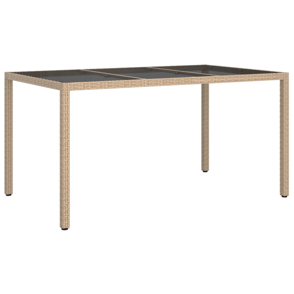 Tuintafel Gehard Glas En Poly Rattan 150 x 90 x 75 cm Beige