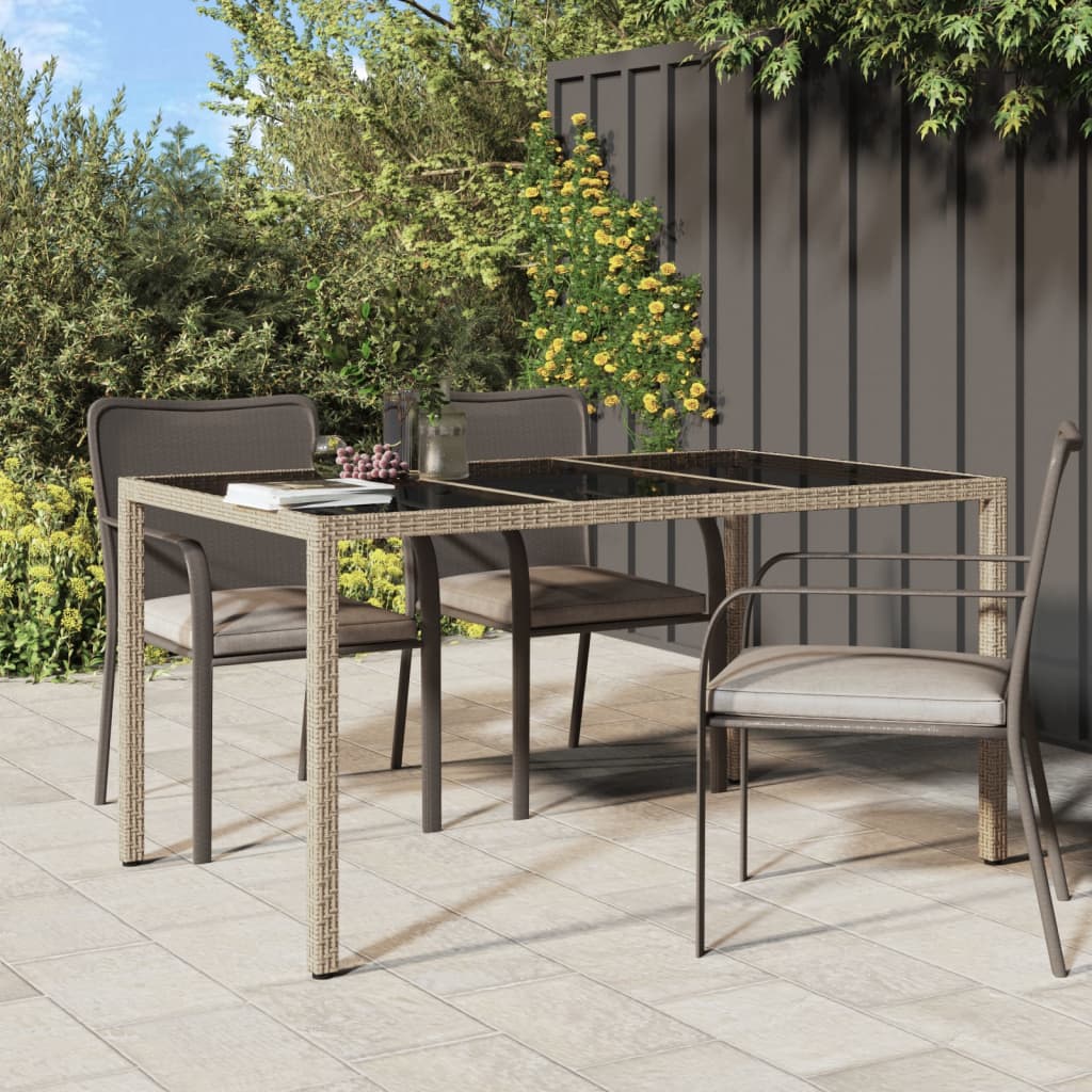 Tuintafel Gehard Glas En Poly Rattan 150 x 90 x 75 cm Beige