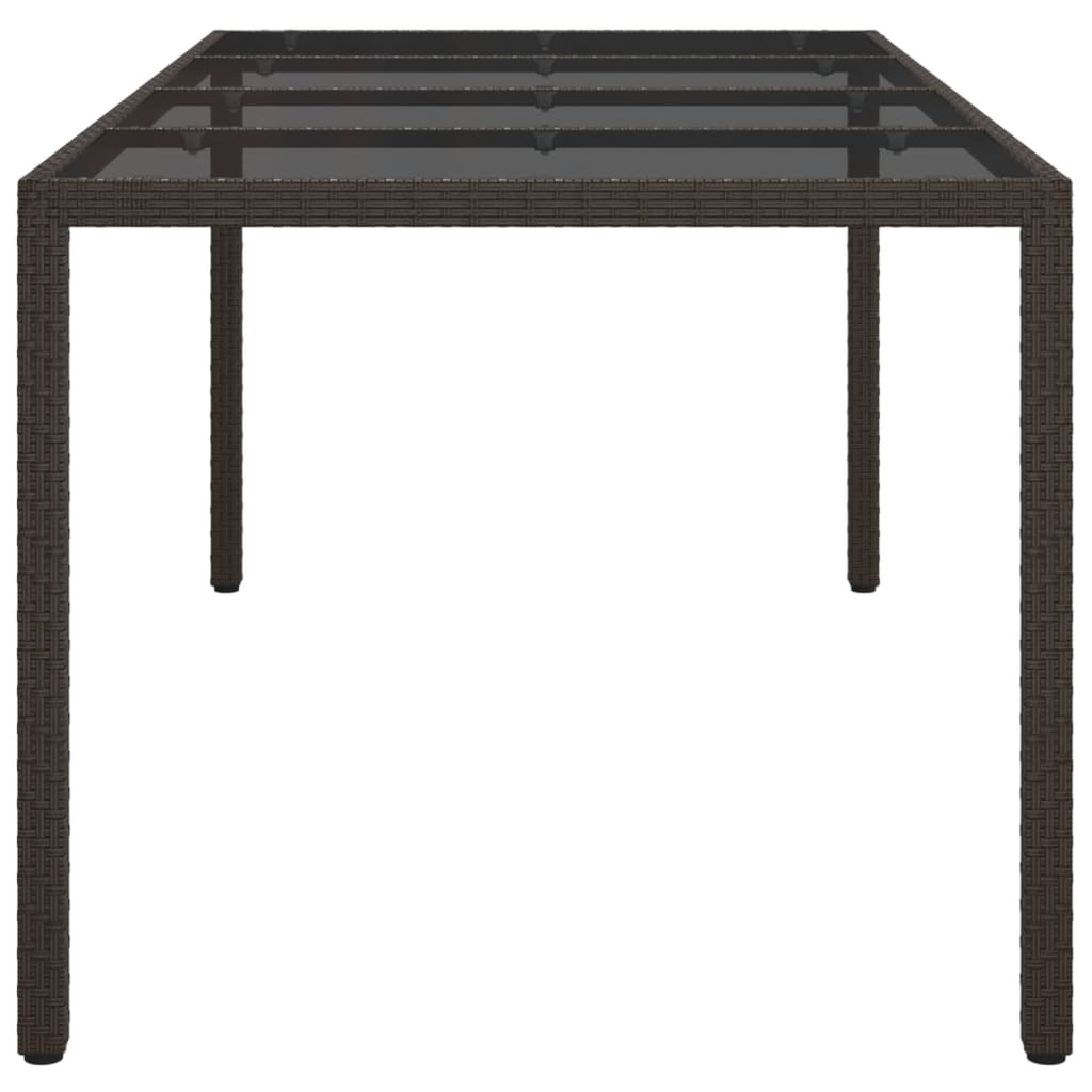 Tuintafel 90X90X75 Cm Gehard Glas En Poly Rattan Bruin