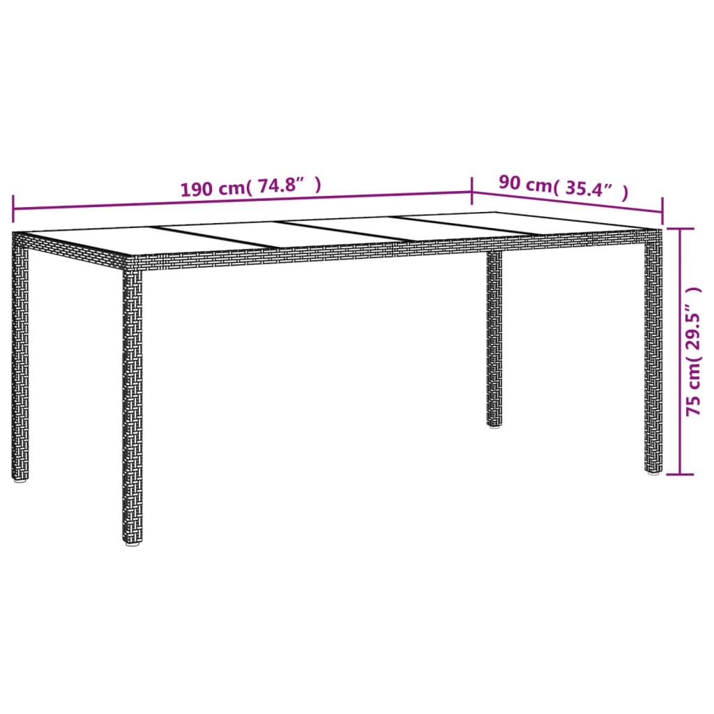 Tuintafel 90X90X75 Cm Gehard Glas En Poly Rattan Bruin