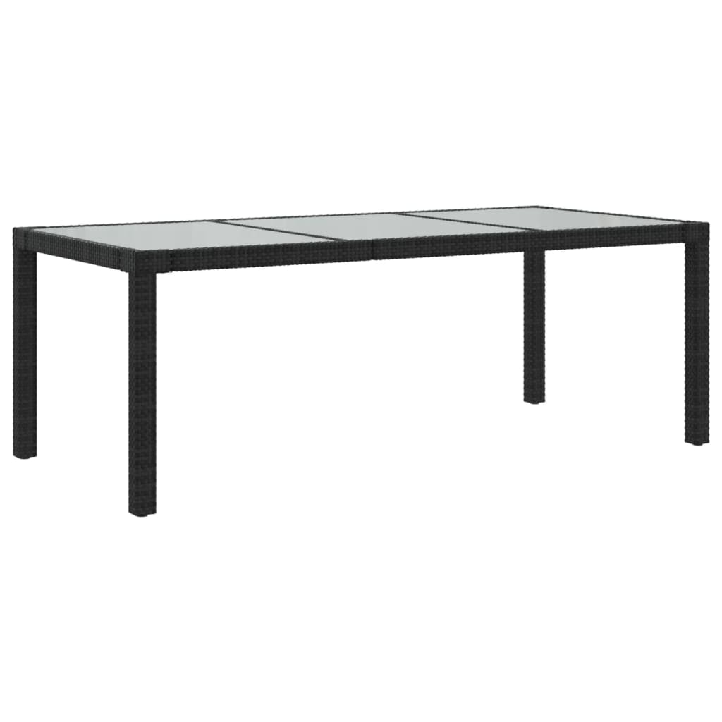 Tuintafel 190X90X75 Cm Gehard Glas En Poly Rattan Black Zwart en wit