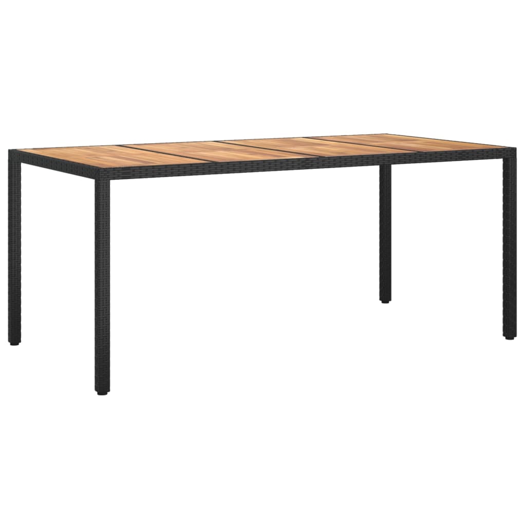 Tuintafel Poly Rattan En Acaciahout 190 x 90 x 75 cm Zwart