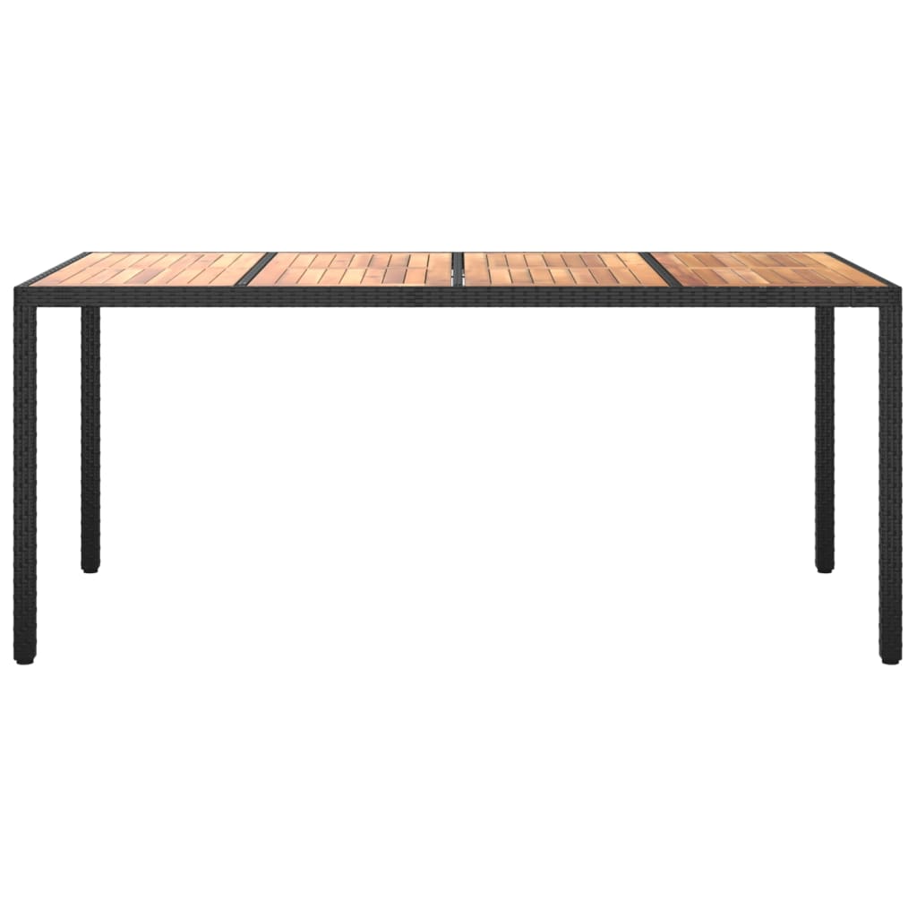 Tuintafel Poly Rattan En Acaciahout 190 x 90 x 75 cm Zwart