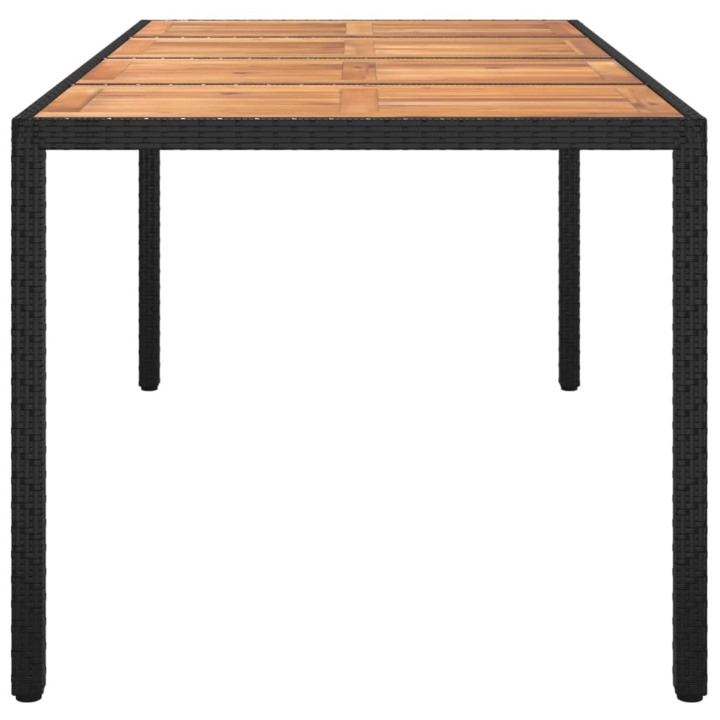 Tuintafel Poly Rattan En Acaciahout 190 x 90 x 75 cm Zwart