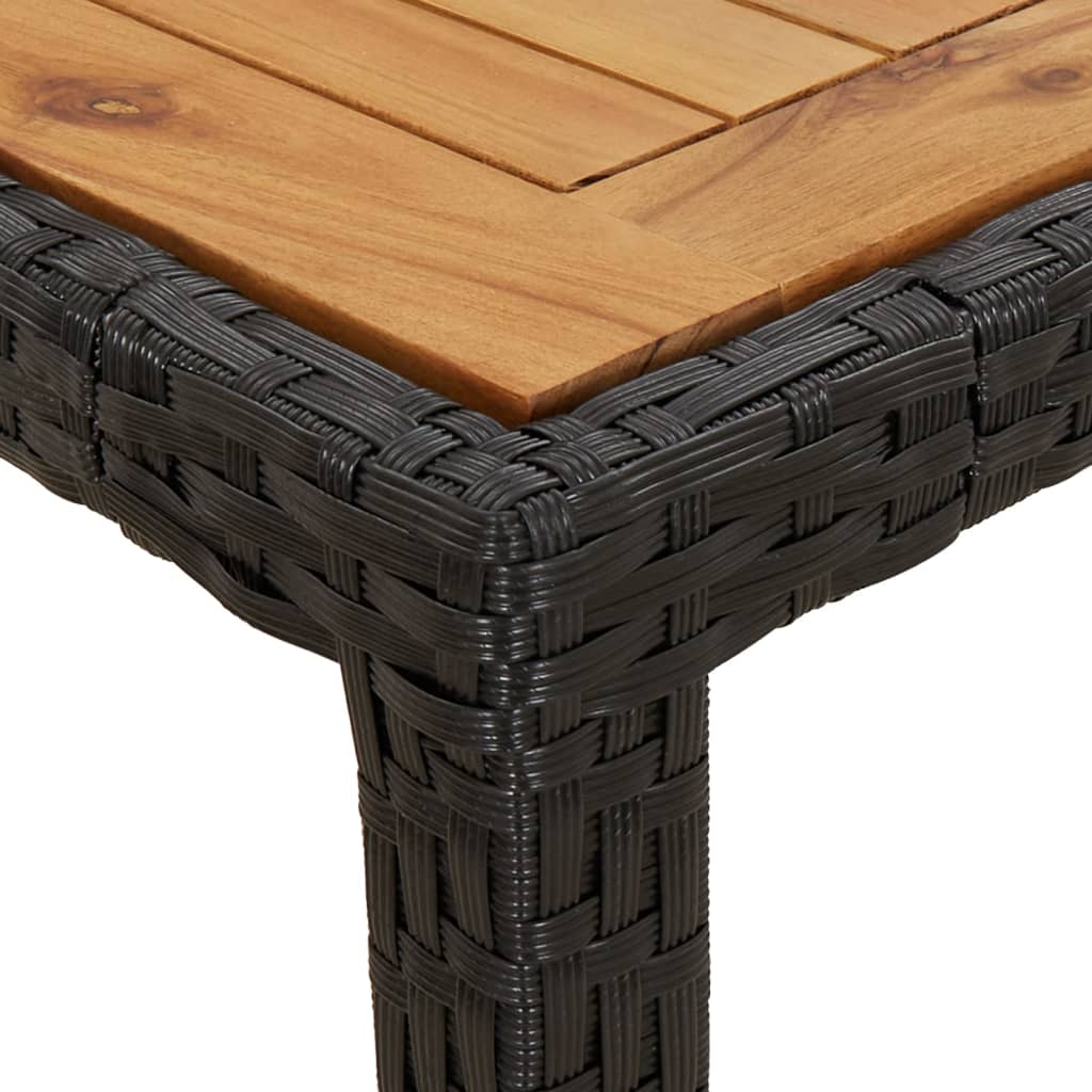 Tuintafel Poly Rattan En Acaciahout 190 x 90 x 75 cm Zwart