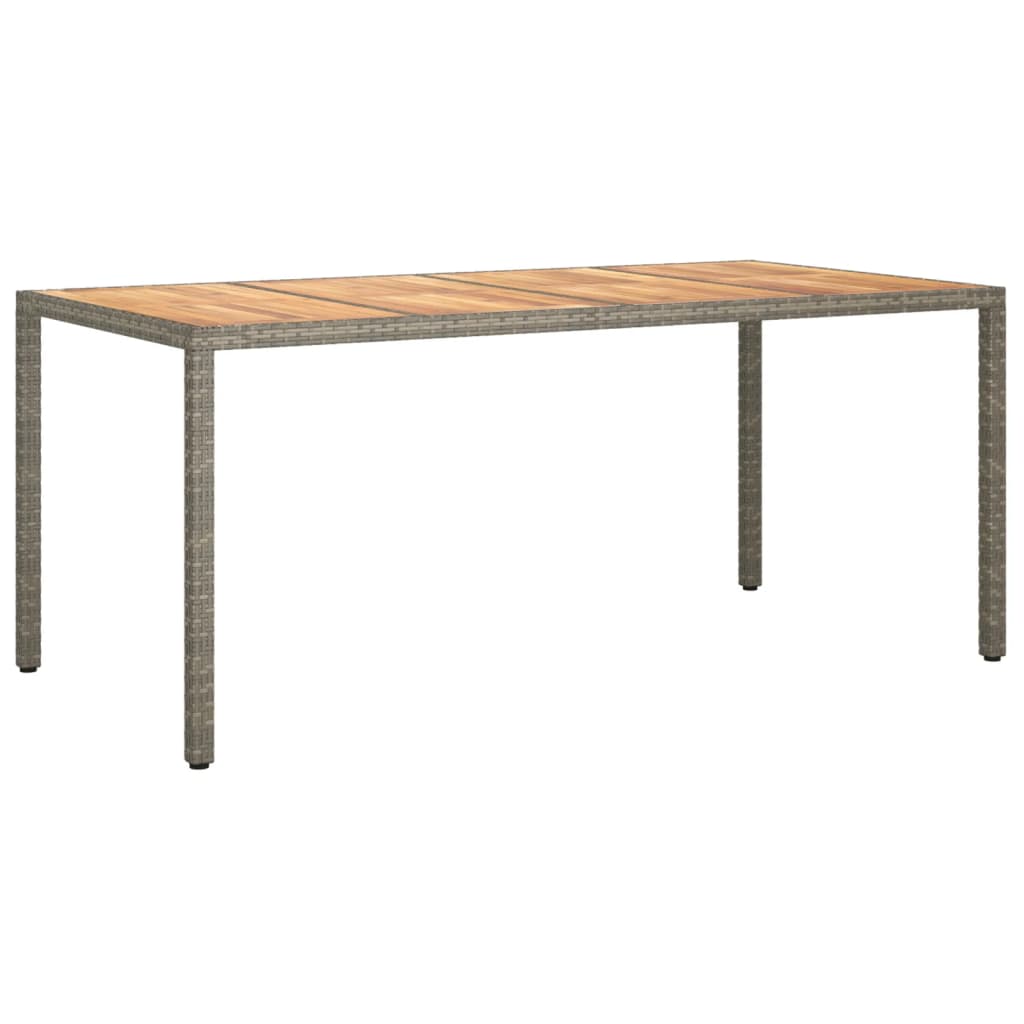 Tuintafel Poly Rattan En Acaciahout 190 x 90 x 75 cm Grijs