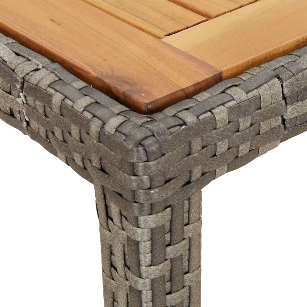 Tuintafel Poly Rattan En Acaciahout 190 x 90 x 75 cm Grijs