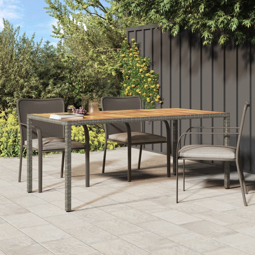 Tuintafel Poly Rattan En Acaciahout 190 x 90 x 75 cm Grijs