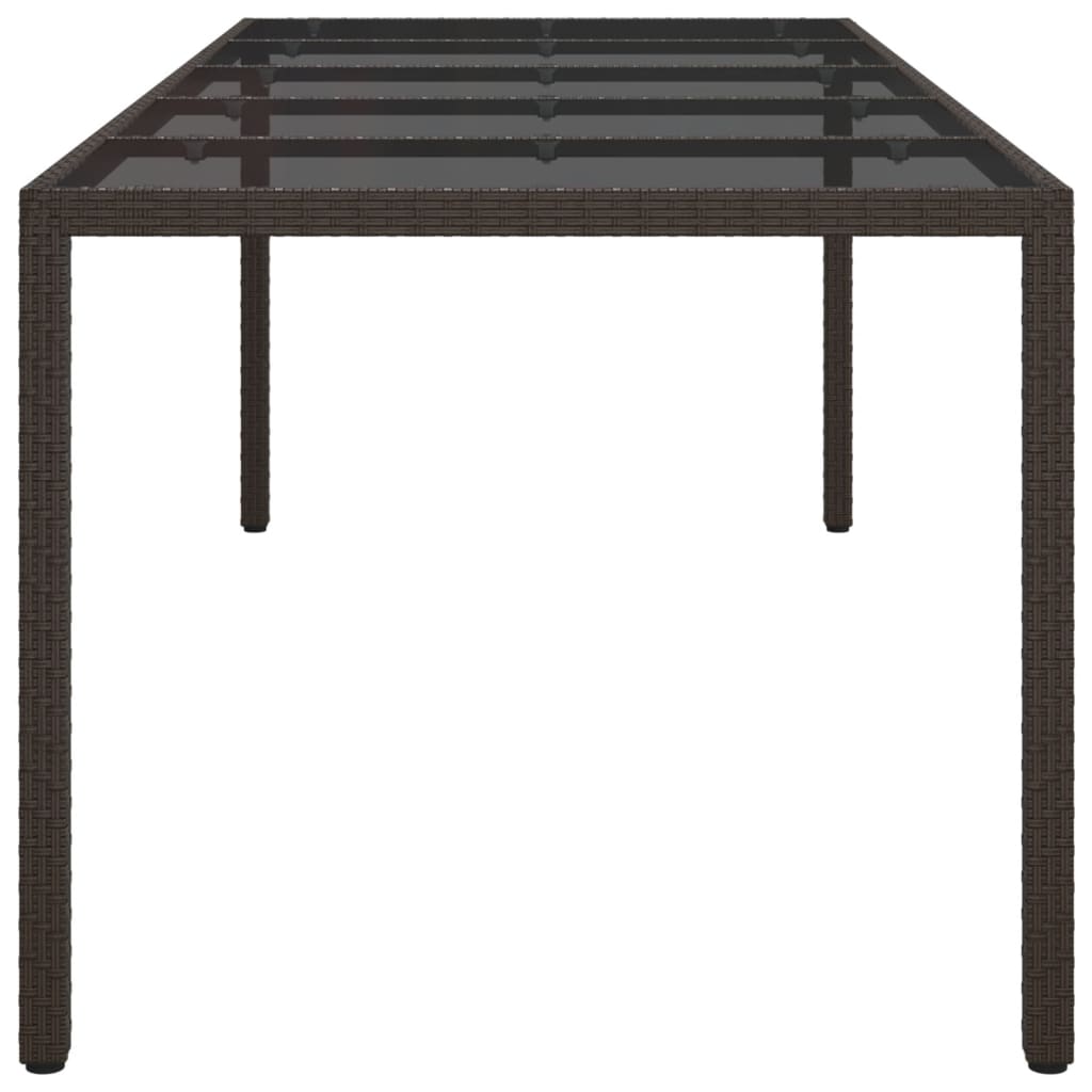 Tuintafel 250X00X75 Cm Gehard Glas En Poly Rattan Bruin