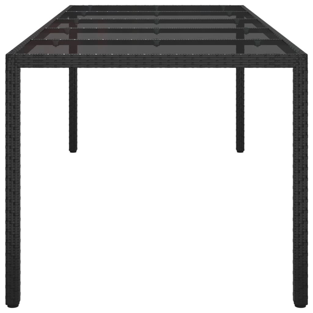 Tuintafel 250X00X75 Cm Gehard Glas En Poly Rattan Zwart