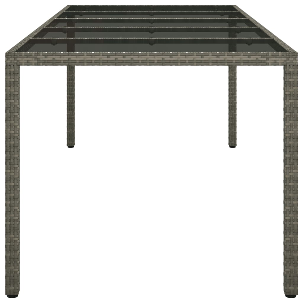 Tuintafel 250X00X75 Cm Gehard Glas En Poly Rattan Grijs