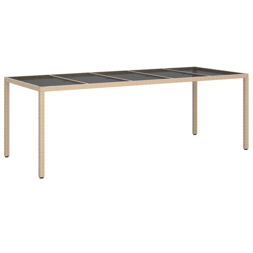 Tuintafel 250X00X75 Cm Gehard Glas En Poly Rattan Beige