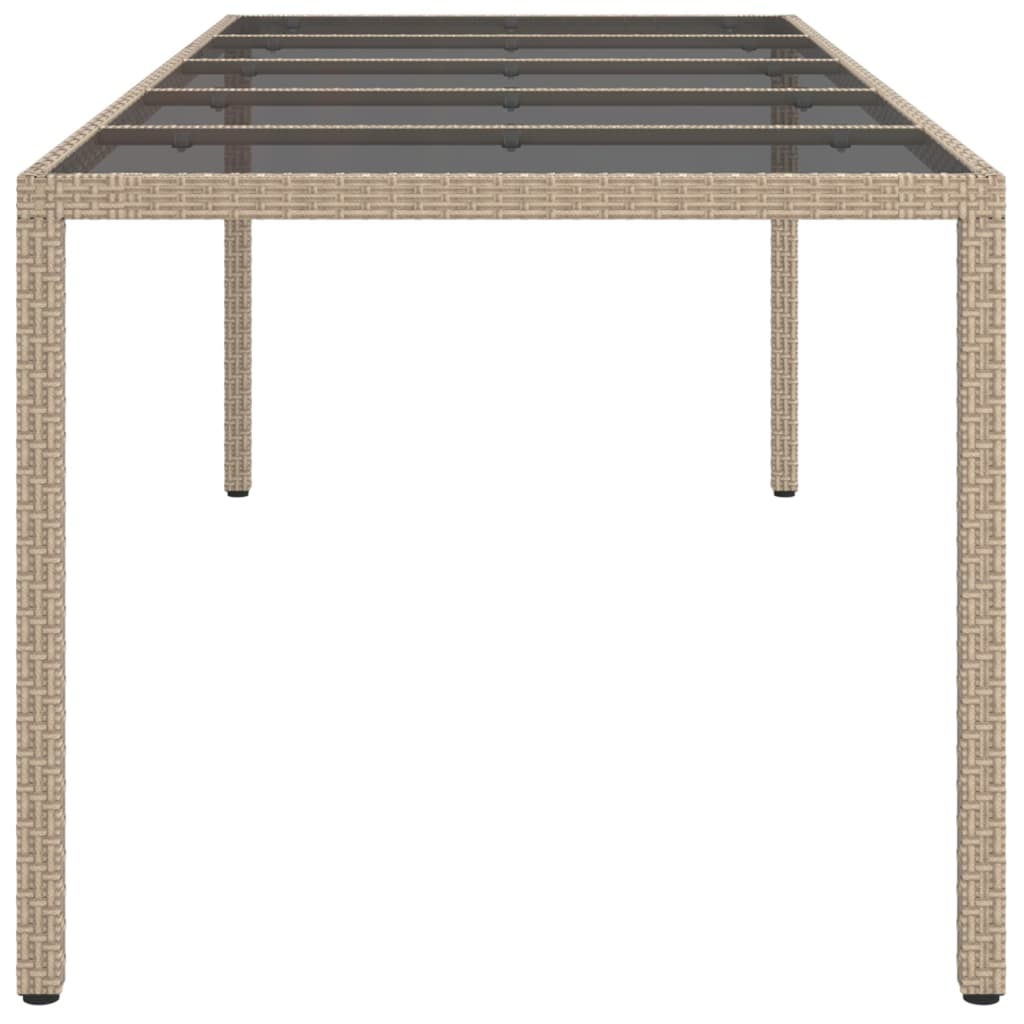 Tuintafel 250X00X75 Cm Gehard Glas En Poly Rattan Beige