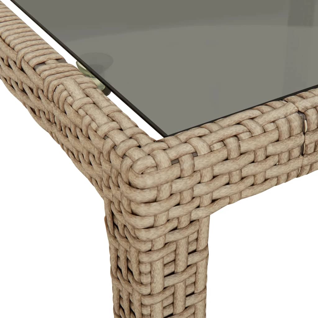 Tuintafel 250X00X75 Cm Gehard Glas En Poly Rattan Beige