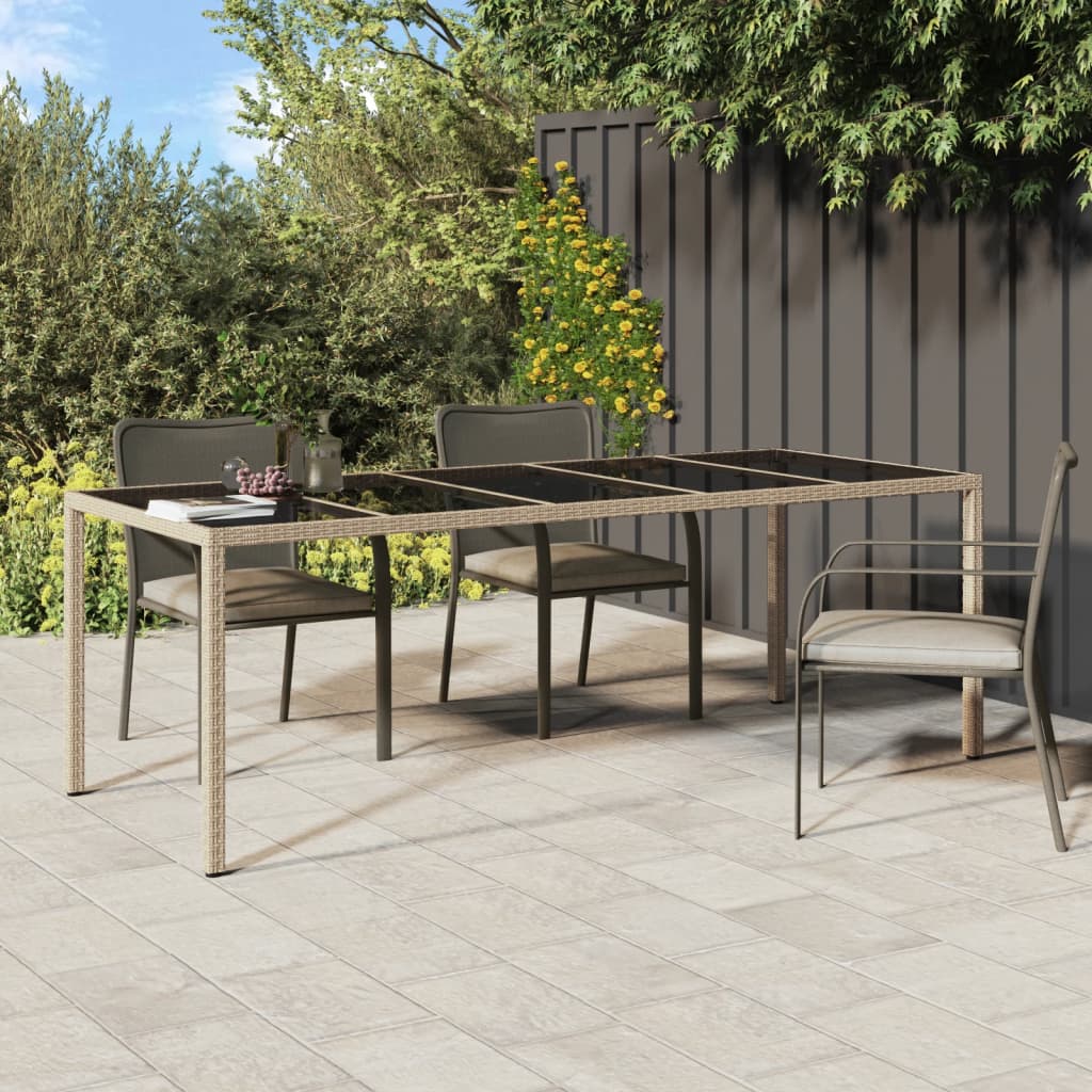 Tuintafel 250X00X75 Cm Gehard Glas En Poly Rattan Beige