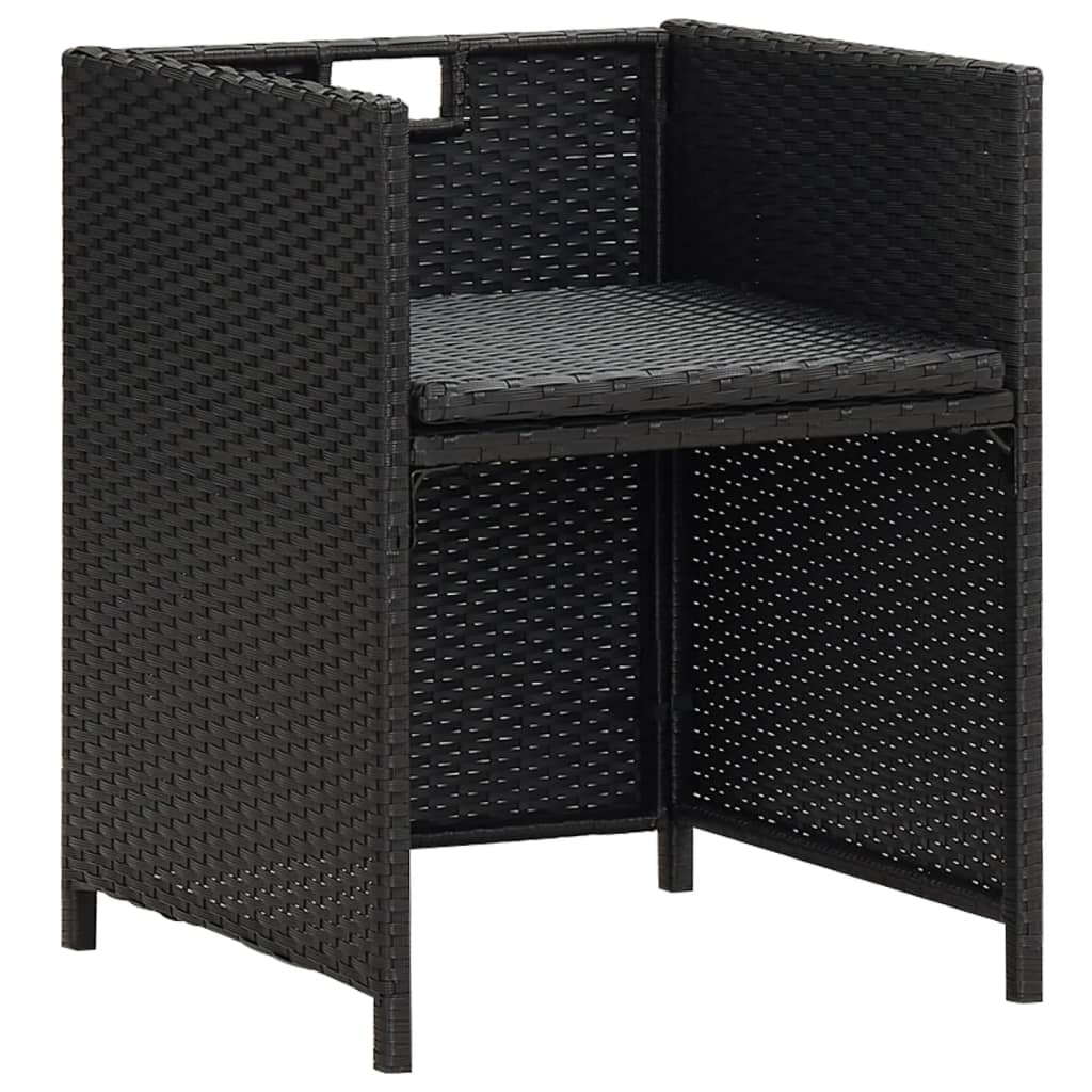 Tuinstoelen 4 st poly rattan zwart