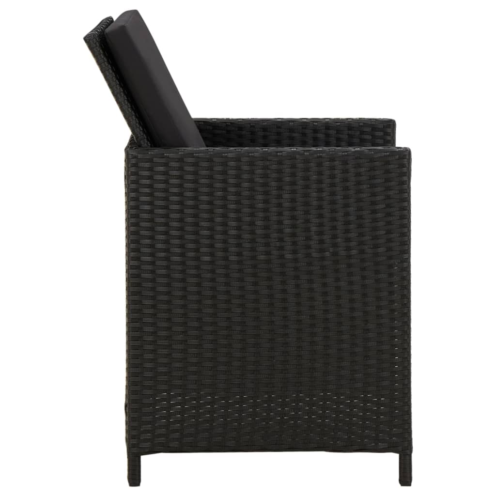 Tuinstoelen 4 st met kussens poly rattan zwart