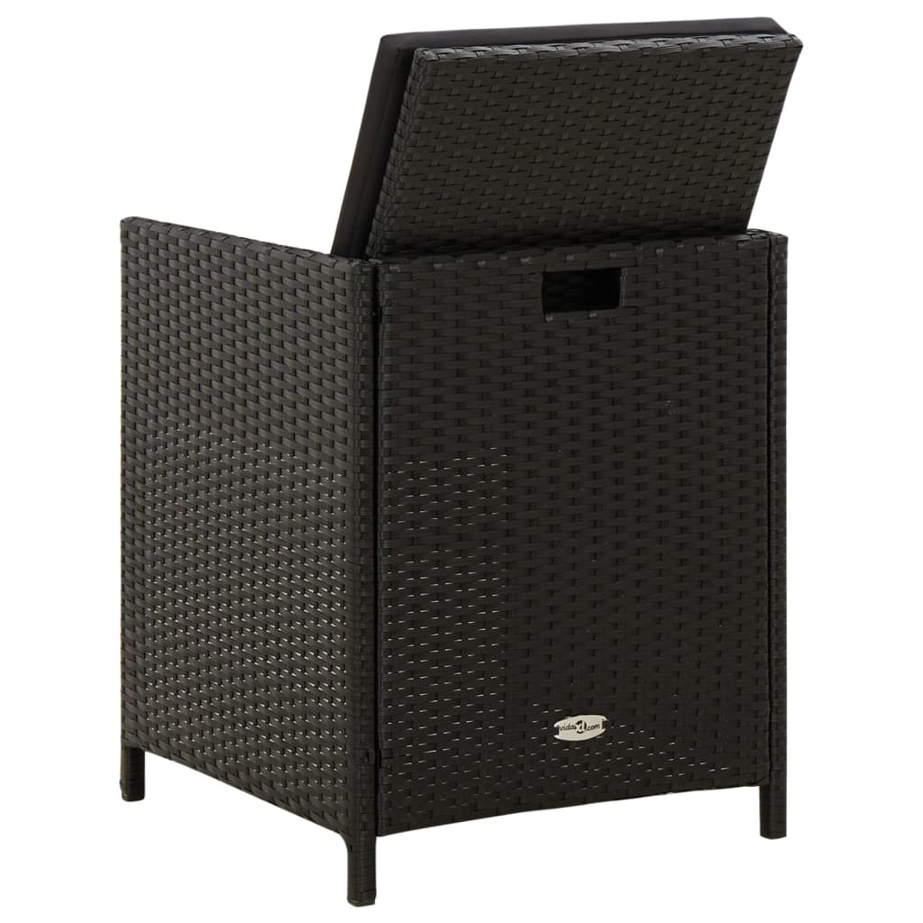 Tuinstoelen 4 st met kussens poly rattan zwart