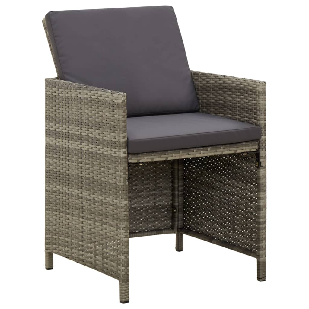 Tuinstoelen 4 st met kussens poly rattan grijs