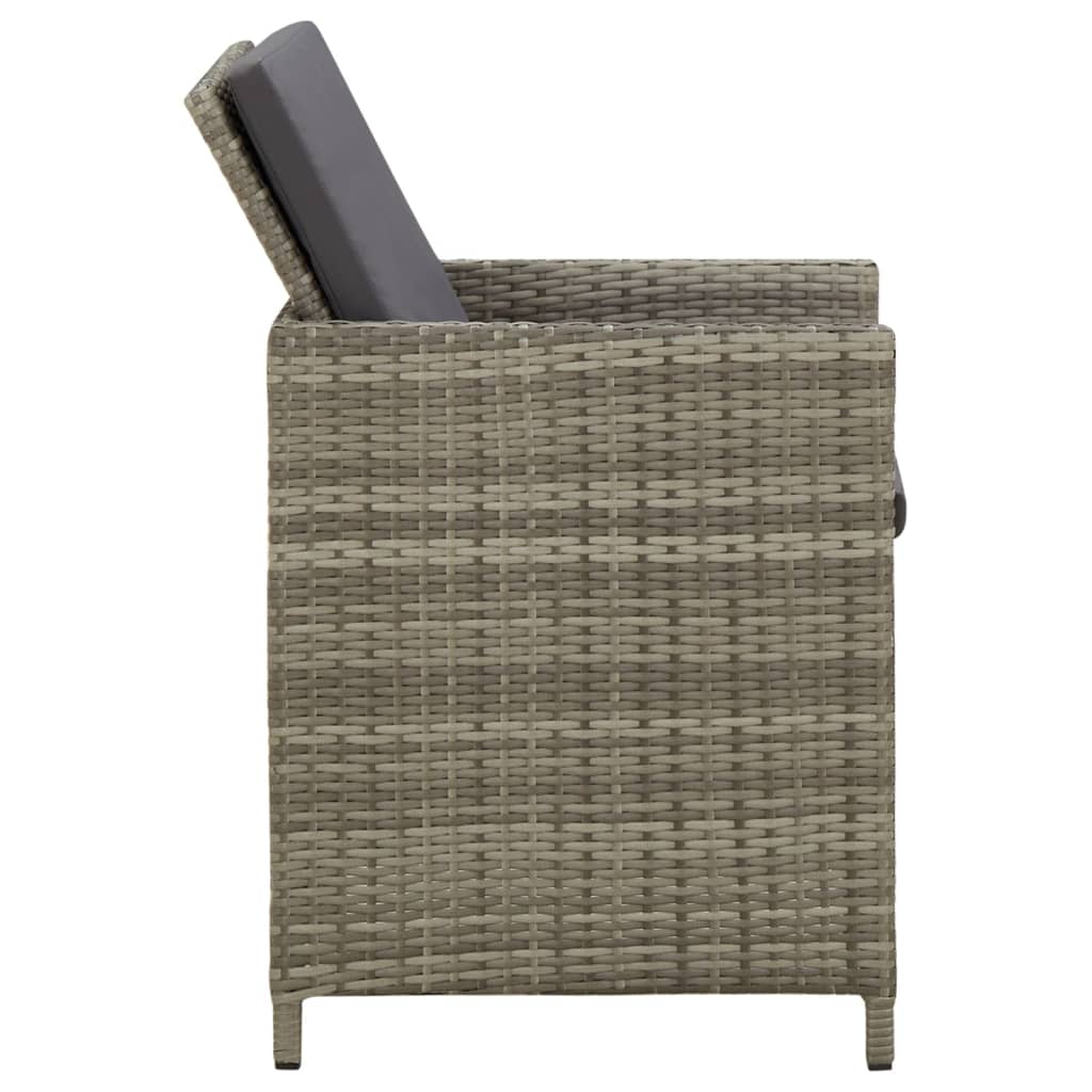 Tuinstoelen 4 st met kussens poly rattan grijs