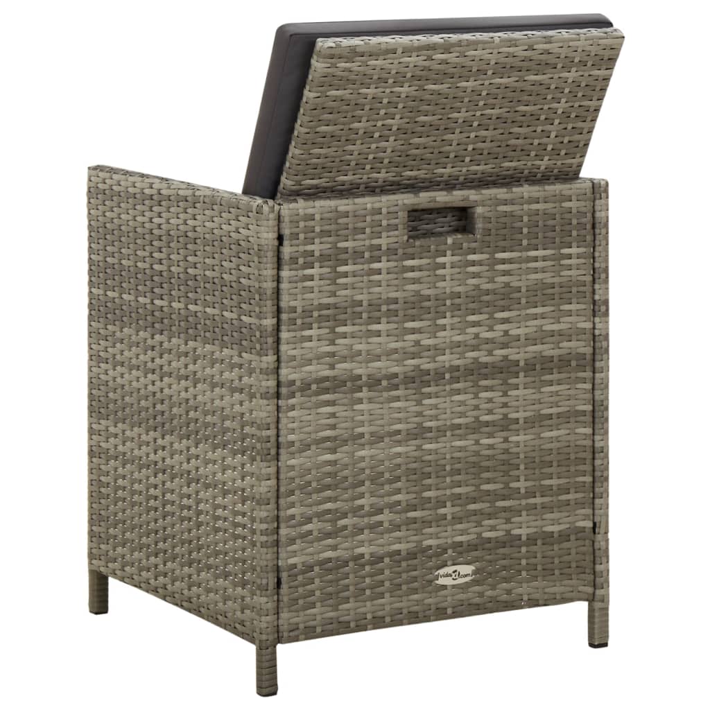 Tuinstoelen 4 st met kussens poly rattan grijs