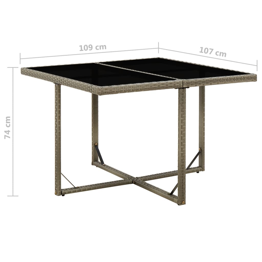 Tuintafel 09X07X74 Cm Poly Rattan En Glas Grijs