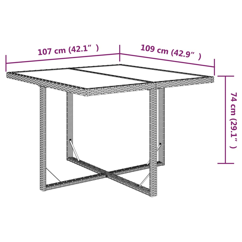 Tuintafel 09X07X74 Cm Poly Rattan En Glas Bruin