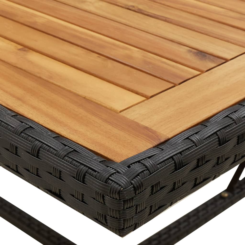 Tuintafel 09X07X74 Cm Poly Rattan En Massief Acaciahout Zwart