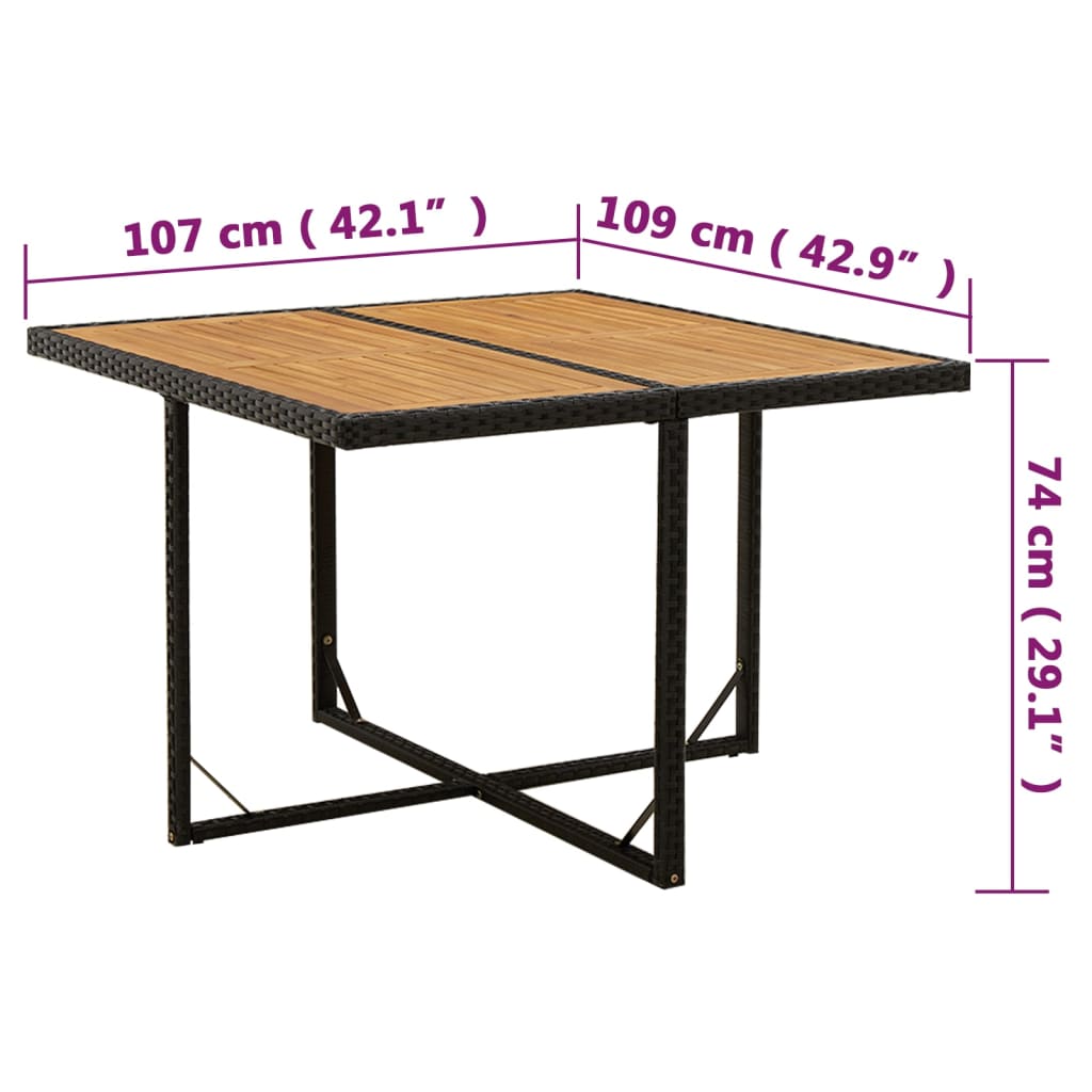 Tuintafel 09X07X74 Cm Poly Rattan En Massief Acaciahout Zwart