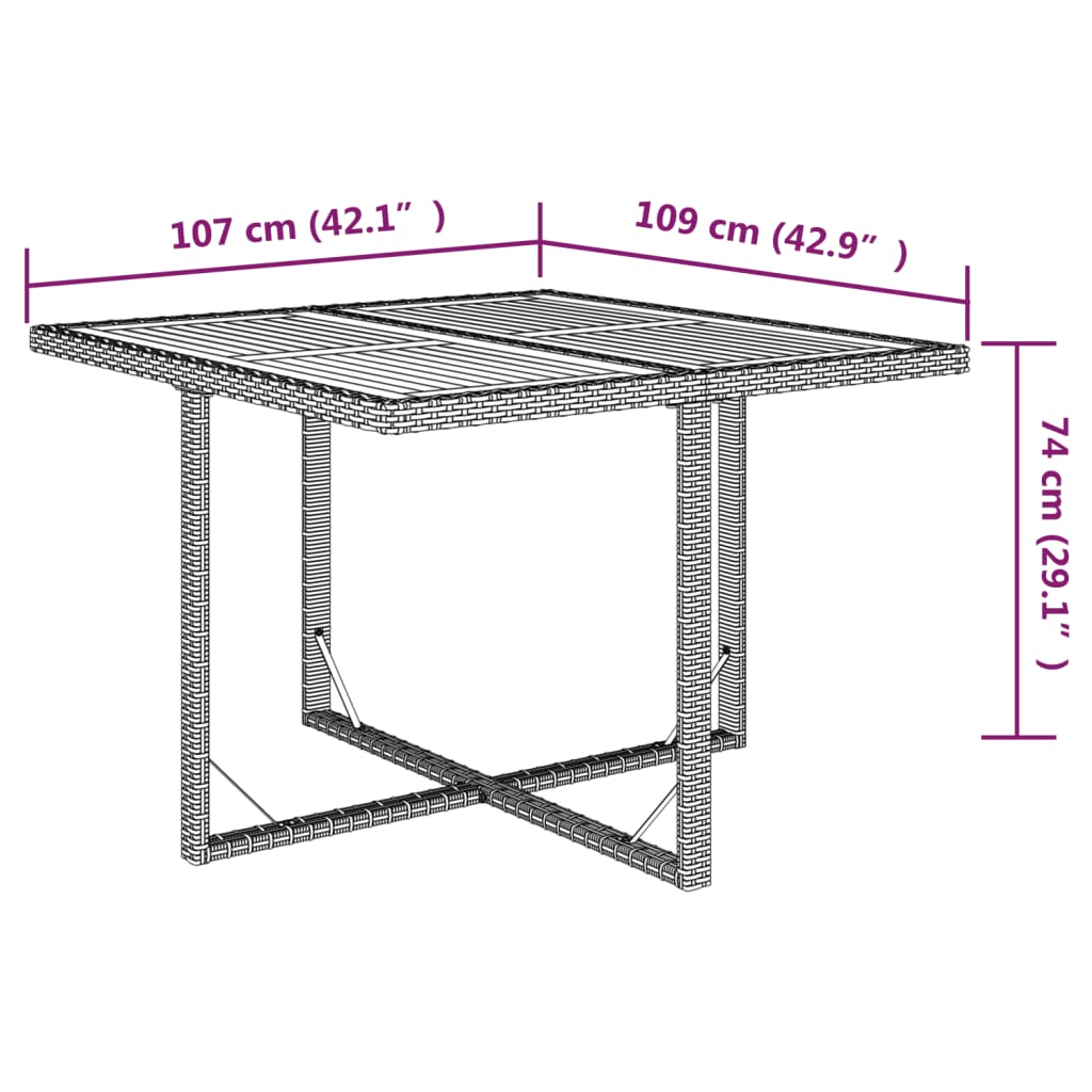 Tuintafel 09X07X74 Cm Poly Rattan En Massief Acaciahout Beige