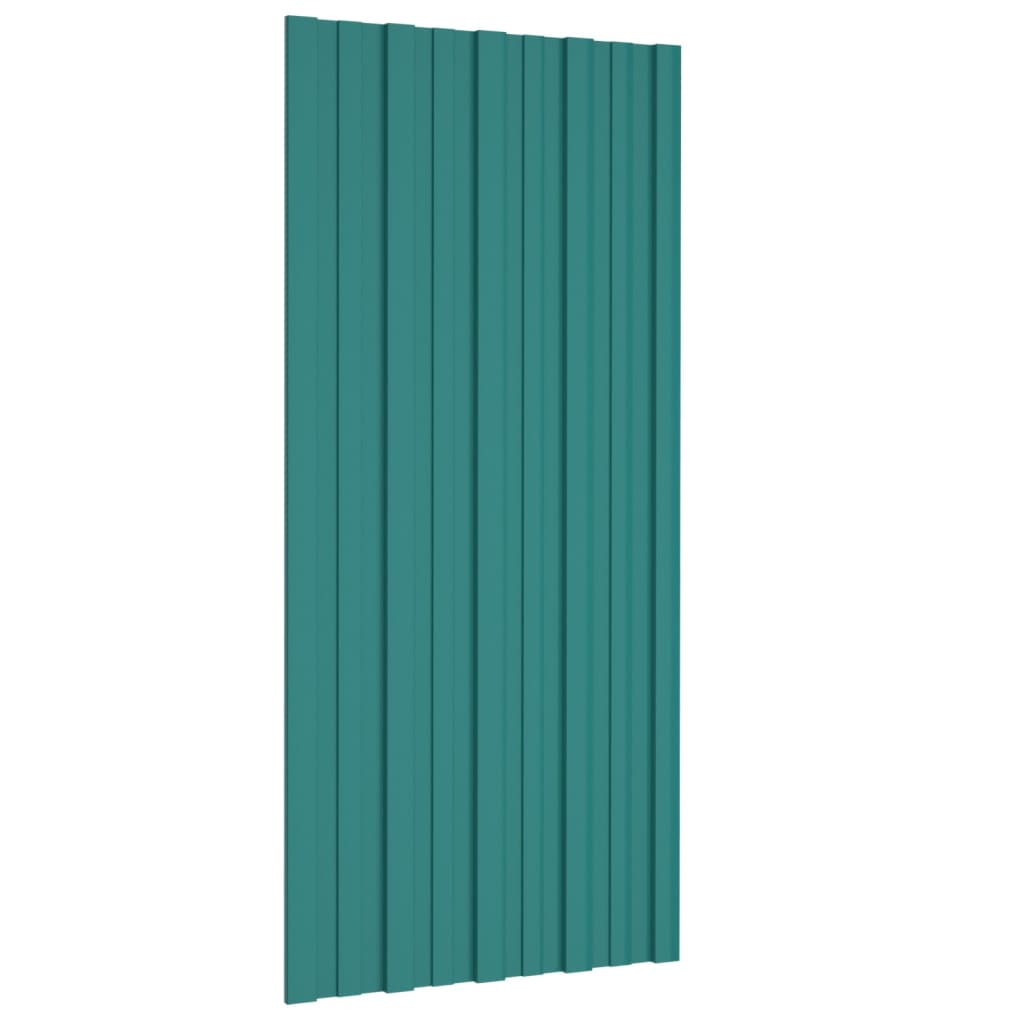 Dakpanelen 12 st 100x45 cm gegalvaniseerd staal groen