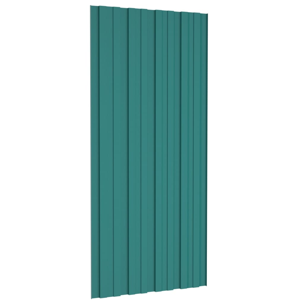 Dakpanelen 12 st 100x45 cm gegalvaniseerd staal groen