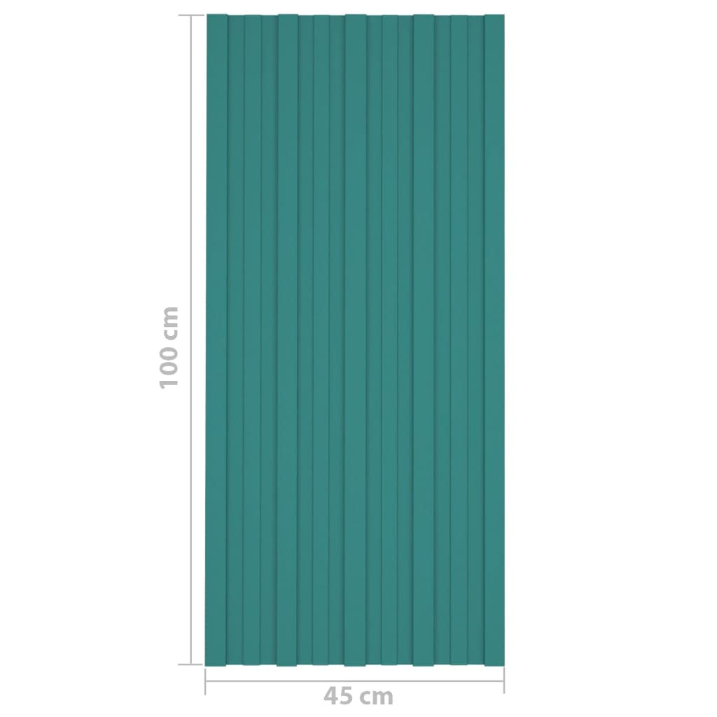 Dakpanelen 12 st 100x45 cm gegalvaniseerd staal groen
