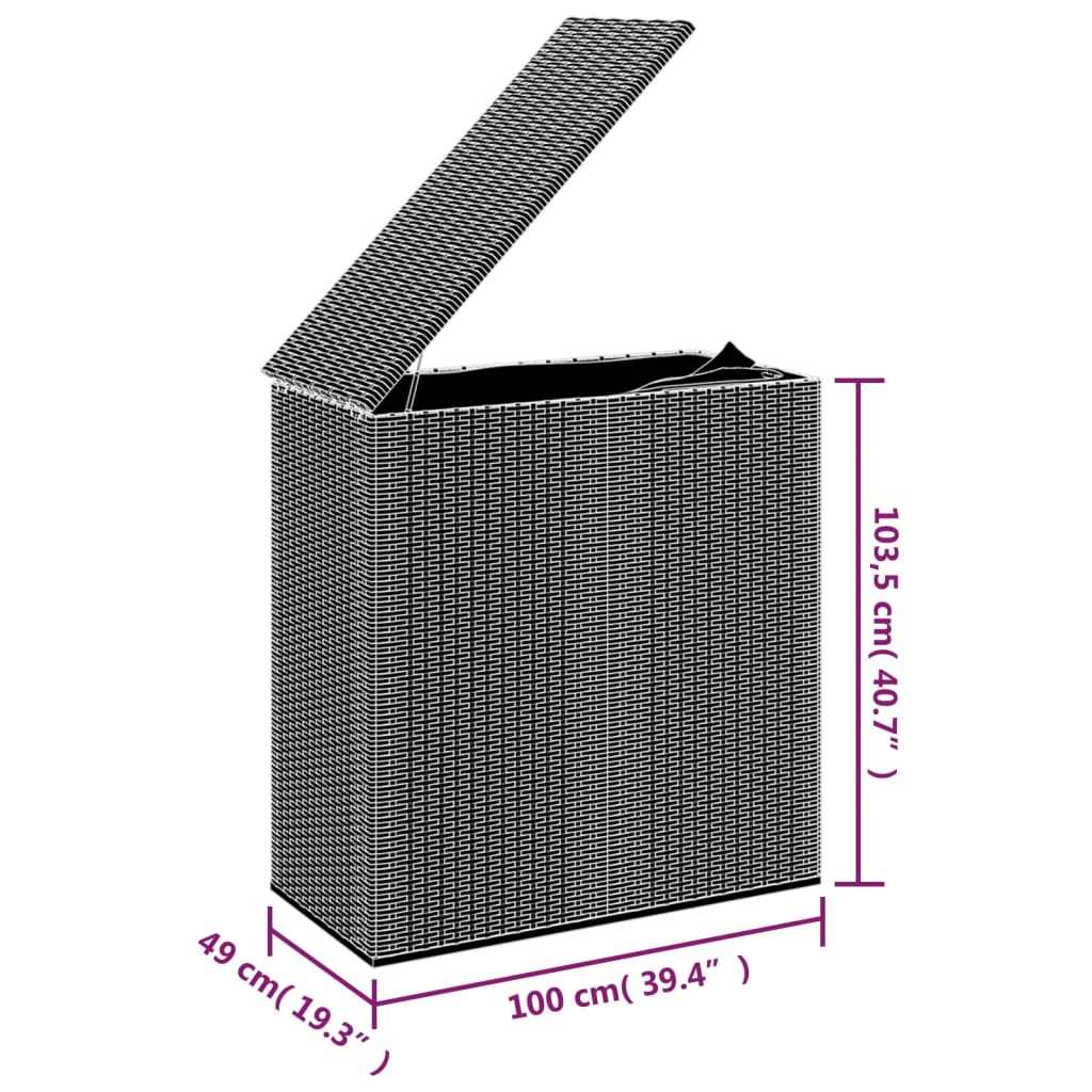 Tuinbox 100X49X103,5 Cm Polyetheen Rattan Zwart 100 x 49 x 103.5 cm