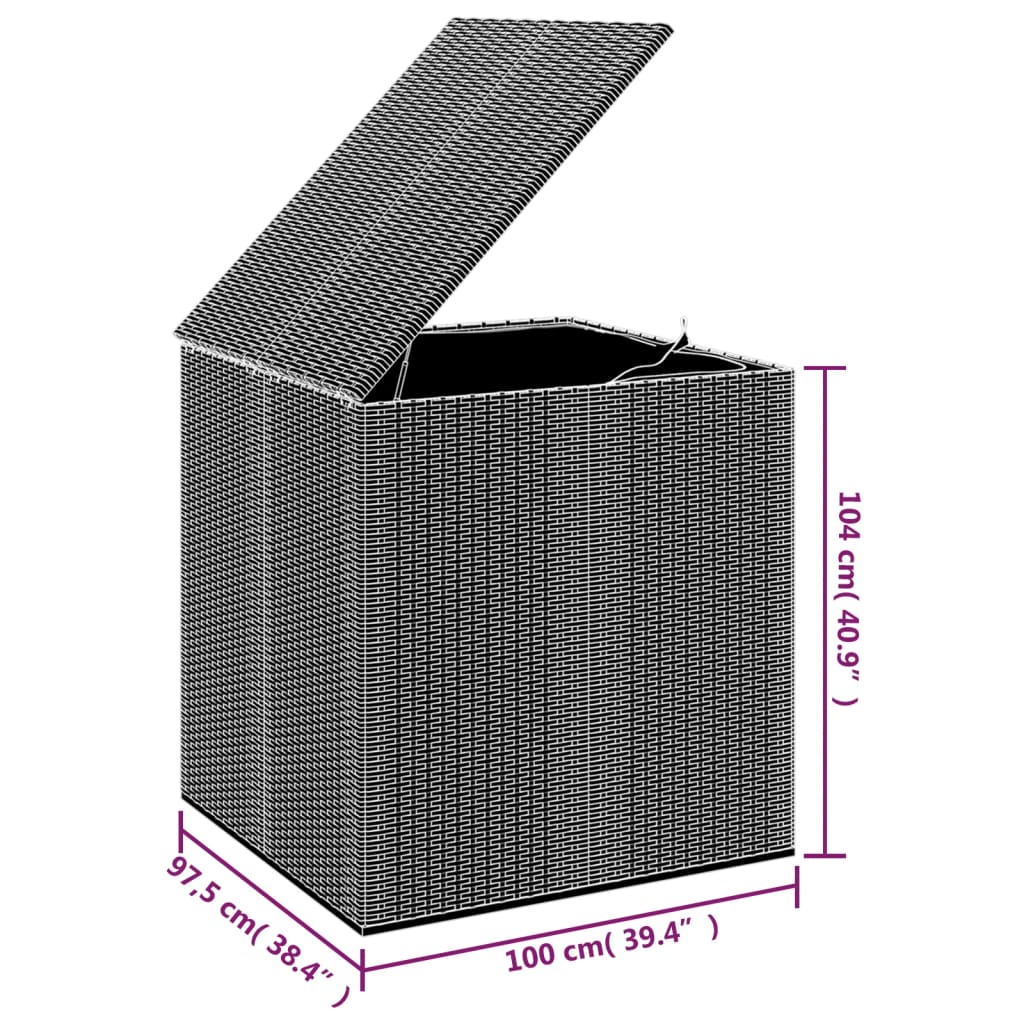 Tuinbox 100X97,5X104 Cm Polyetheen Rattan Zwart 100 x 97.5 x 104 cm