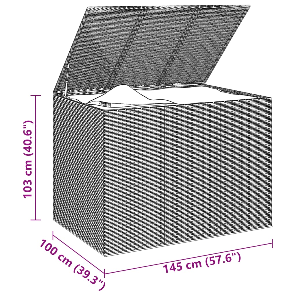 Tuinbox 145X100X103 Cm Polyetheen Rattan Zwart 145 x 100 x 103 cm