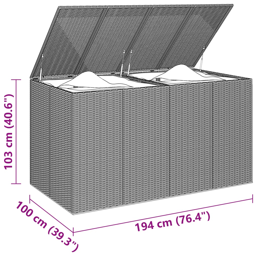 Tuinbox 194X100X103 Cm Polyetheen Rattan Bruin 194 x 100 x 103 cm