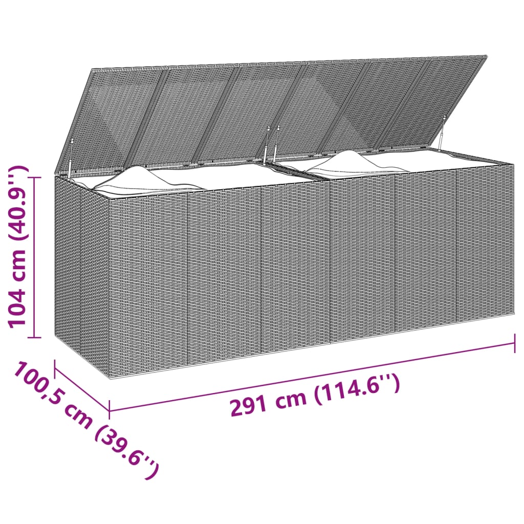 Tuinbox 291X100,5X104 Cm Polyetheen Rattan Zwart 291 x 100.5 x 104 cm