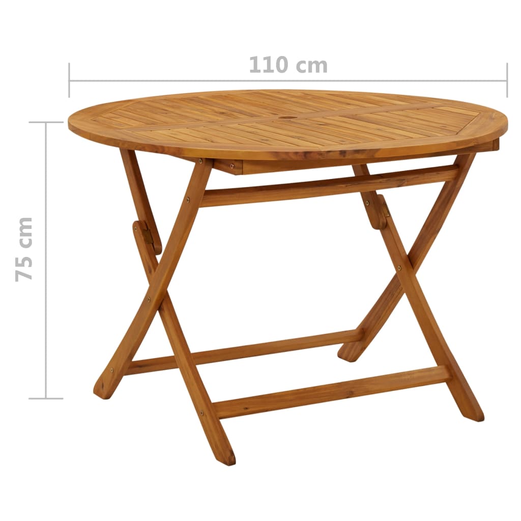 Tuintafel Inklapbaar 0 Cm Massief Acaciahout Ø 110 x 75 cm