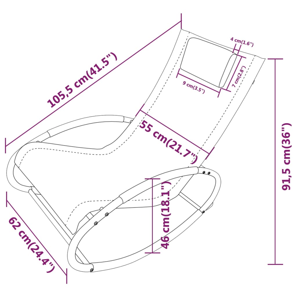 Ligbed Met Kussen Staal En Textileen Grijs