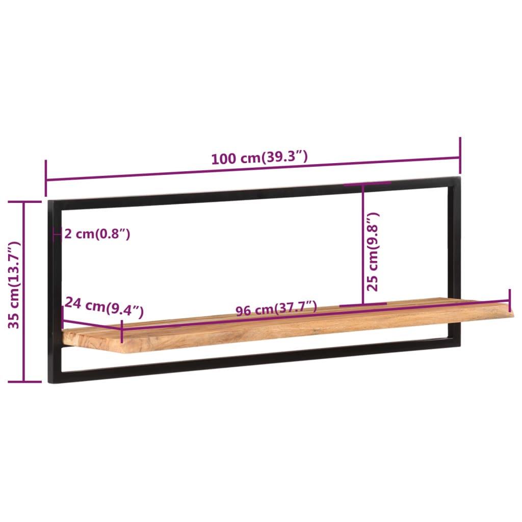 Wandschappen 2 St 100X24X35 Cm Massief Acaciahout En Staal 100 x 24 x 35 cm