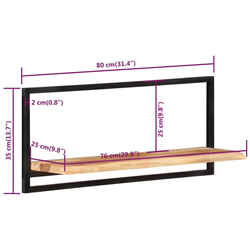 Wandschappen 2 St 80X25X35 Cm Massief Acaciahout En Staal 80 x 25 x 35 cm