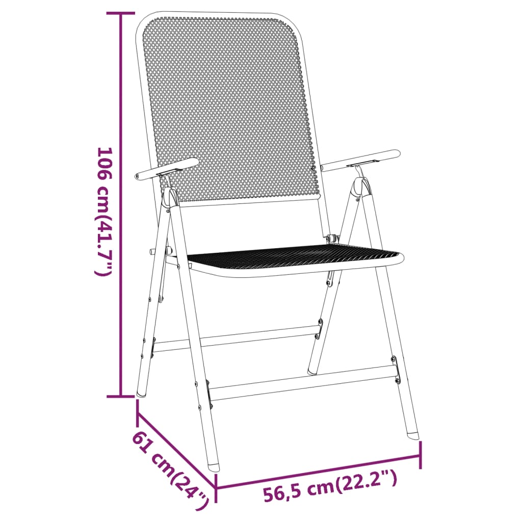 Tuinstoelen inklapbaar 4 st metaalgaas antracietkleurig