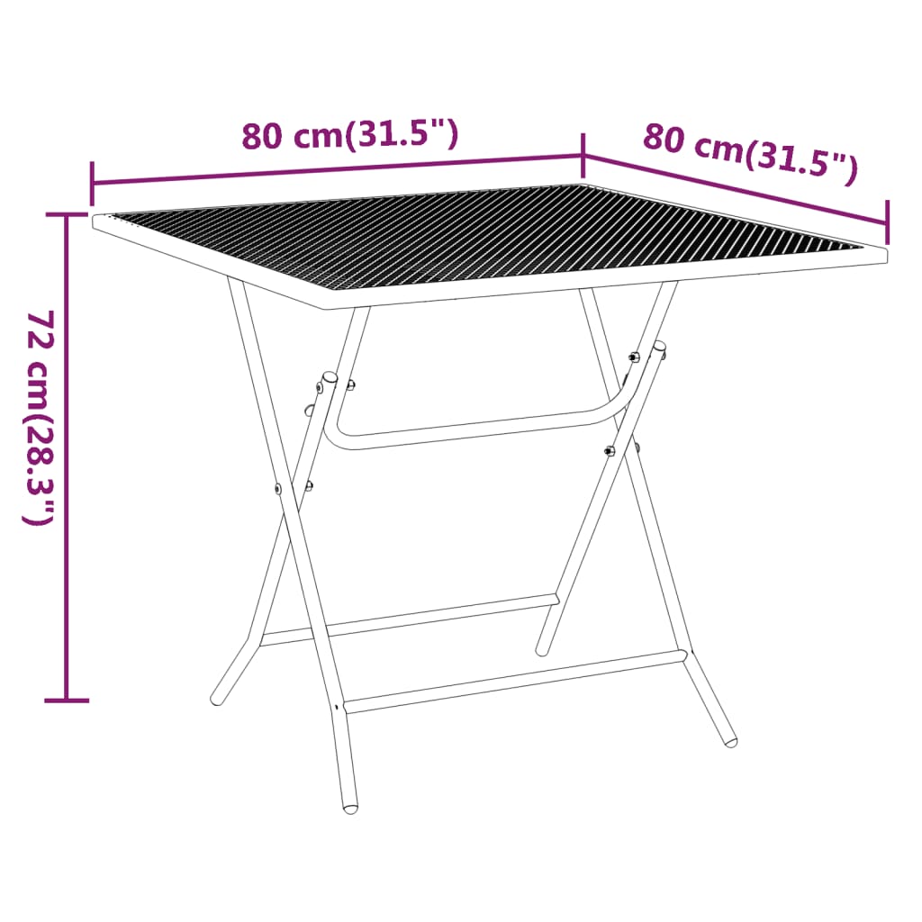 Tuintafel Metaalgaas Antracietkleurig 80 x 80 x 72 cm