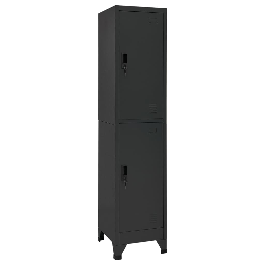 Lockerkast 38X45X180 Cm Staal Antracietkleurig Met 2 lockers