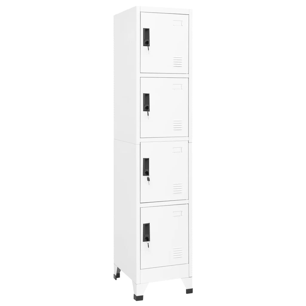 Lockerkast 38X45X180 Cm Staal Wit Met 4 lockers