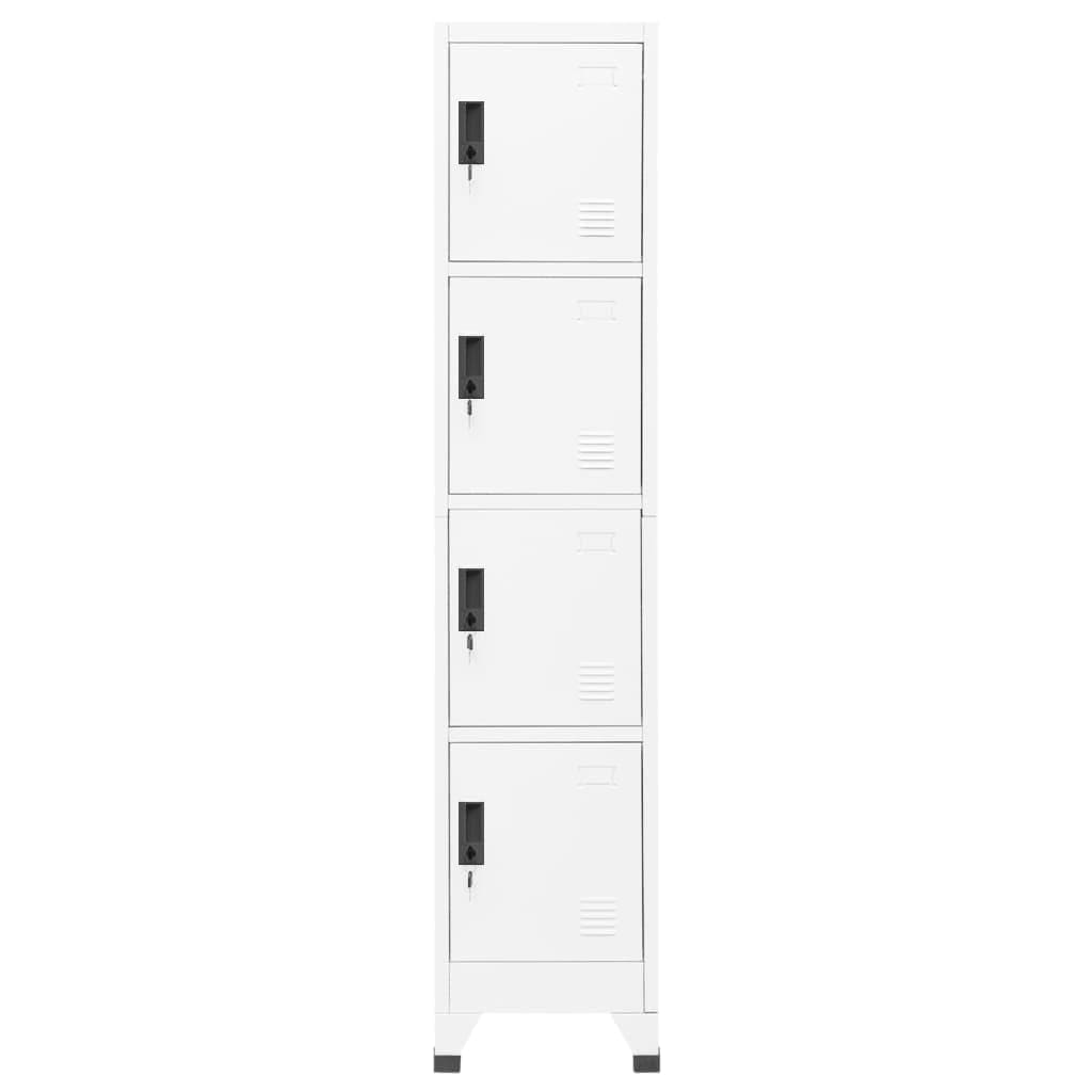 Lockerkast 38X45X180 Cm Staal Wit Met 4 lockers