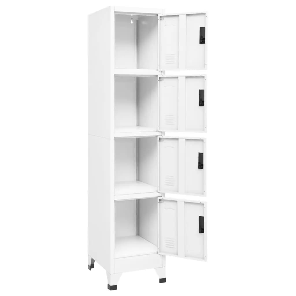 Lockerkast 38X45X180 Cm Staal Wit Met 4 lockers