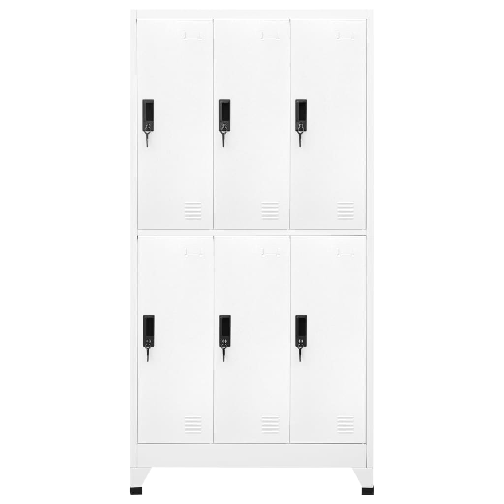 Lockerkast 90X45X180 Cm Staal Wit Met 6 lockers