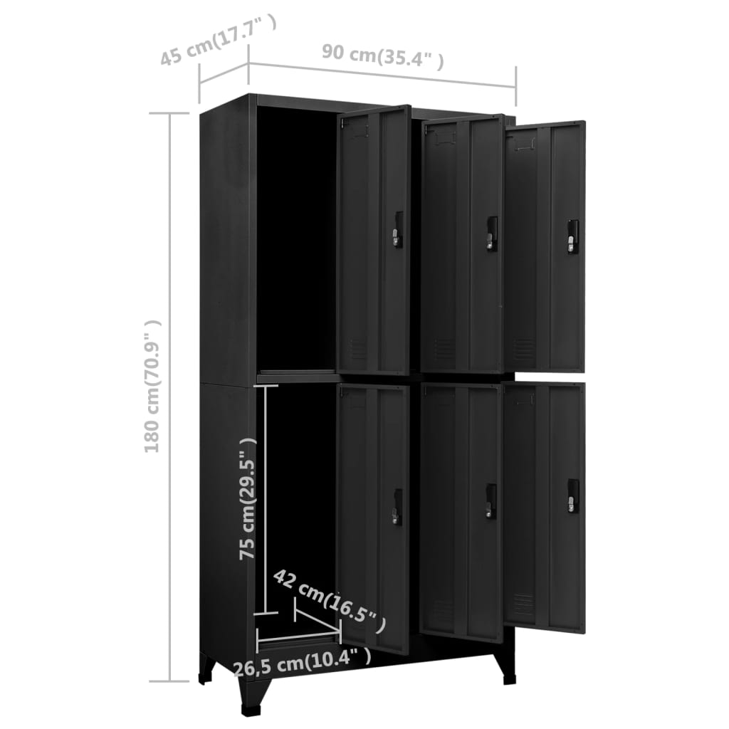 Lockerkast 90x45x180 cm staal antracietkleurig